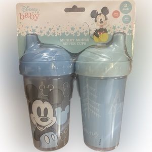 Disney Baby 2 Pk Vintage Blue Mickey Print Sipper Cups |